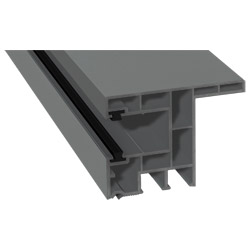 Rollladenführung 63x47mm Lg. 6,00m foliert, mit Nase, mit zwei schwarzen Bürsten GK Grau 70 0405-083 Signalgrau Glatt Produktbild