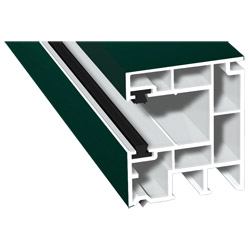 Rollladenführung 40x47mm Lg. 6,50m foliert, mit zwei schwarzen Bürsten GK Weiß 60 0505-167 Moosgrün Produktbild