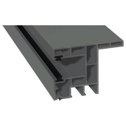 Rollladenführung 63x47mm Lg. 6,00m foliert, mit Nase, mit zwei schwarzen Bürsten GK Grau 436 7049 Titanium Cool Color Produktbild