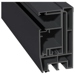 Adapterprofil 80x43mm Lg. 6,00m foliert, Revision außen <(>&<)> Rollladenführung 57x30mm Lg. 6,00m GK Grau , mit zwei schwarzen Bürsten PX 47858 Anthr Produktbild