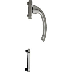 0710/U26/49PNS Halbgarnitur, Innenseite / F9 Alu Stahl / N10A, mit Arretierung, stahlgrau / 7 mm / Profilzylinder / 90° / HOPPE-Logo / BS-mit Feder Produktbild