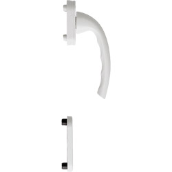 0710/U26/49PNS Halbgarnitur, Innenseite / F9016 verkehrsweiß / N10A, mit Arretierung, weiß / 7 mm / Profilzylinder / 90° / HOPPE-Logo / BS-mit Feder Produktbild