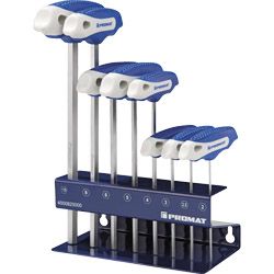 PROMAT Sechskant-Stiftschlüsselsatz mit Quergriff 2-10mm 8-tlg. Produktbild
