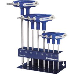 PROMAT TX/TXBO-Stiftschlüsselsatz mit Kugelkopf, Quergriff, Seitenabtrieb TX10-TX45 8-tlg. Produktbild