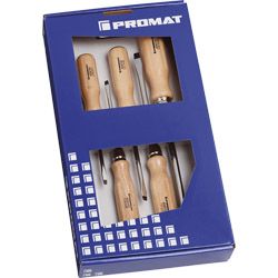 PROMAT Schraubendrehersatz LS mit Holzgriff 5-tlg. Produktbild