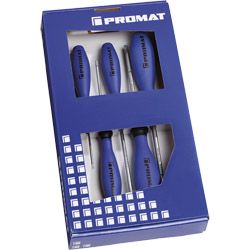 PROMAT Schraubendrehersatz LS mit Rundklinge und 3-Komponentengriff 5-tlg. Produktbild