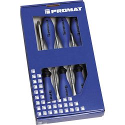 PROMAT Schraubendrehersortiment LS/PH mit 6kantklinge und 3-Komponentengriff 6-tlg. Produktbild