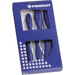 PROMAT Schraubendrehersortiment LS/PZD mit 6kantklinge und 3-Komponentengriff 6-tlg. Produktbild