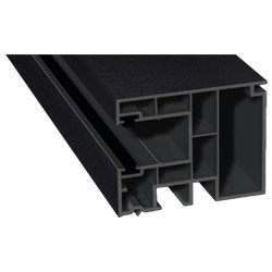 Maxi-Rollladenführung 59x47mm Lg. 6,50m foliert, GK Grau, mit zwei schwarzen Bürsten 70 2105-083 Schwarzgrau Glatt Produktbild