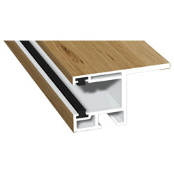 Rollladenführung 55x32mm Lg. 6,00m foliert, mit Nase, mit zwei schwarzen Bürsten GK Braun 49240 Winchester Produktbild