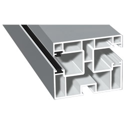 Mini-Doppel Rollladenführung 50x60mm Lg. 6,50m foliert, GK Weiß, mit zwei grauen Bürsten 71 5505-083 Silbergrau Glatt Produktbild