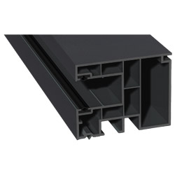 Maxi-Rollladenführung 59x47mm Lg. 6,50m foliert, GK Grau, mit zwei schwarzen Weichlippen PX 47858 Anthrazit Ulti Matt Produktbild