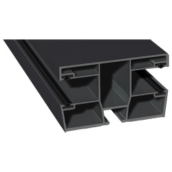Maxi-Doppel Rollladenführung 77x47mm Lg. 6,00m foliert, GK Grau, mit vier schwarzen Weichlippen PX 47858 Anthrazit Ulti Matt Produktbild