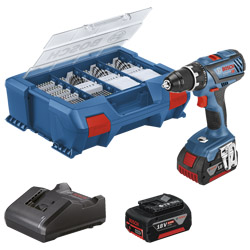 Bosch Akku-Bohrschrauber, GSR 18V-28, 2x4,0Ah in L-Case P & C mit 82 tlg. Zubehör Produktbild