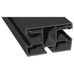 Maxi-Doppel Rollladenführung 77x47mm Lg. 6,00m foliert, GK Grau, mit vier schwarzen Weichlippen 436 1014 Alux DB 703 Produktbild
