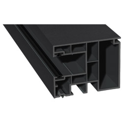 Maxi-Rollladenführung 59x47mm Lg. 6,50m foliert, GK Grau, mit zwei schwarzen Weichlippen PX 47097 Black Ulti Matt Produktbild