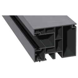 Maxi-Rollladenführung 59x47 mm Lg. 6,50 mfoliert, GK Grau, mit zwei schwarzen Weichlippen436 1002 METBRUSH SILBER [95] Produktbild