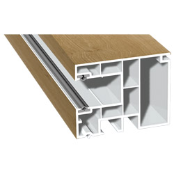 Maxi-Rollladenführung 59x47 mm Lg. 6,50 mfoliert, GK Braun, mit zwei schwarzen Weichlippen321 1005-167 IRISH OAK [33] Produktbild