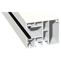 Maxi-Rollladenführung 59x47 mm Lg. 6,50 mfoliert, GK Weiß, mit zwei schwarzen WeichlippenPX 5205 WEIß [75] Produktbild