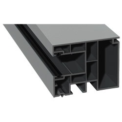 Maxi-Rollladenführung 59x47 mm Lg. 6,50 mfoliert, GK Grau, mit zwei schwarzen Weichlippen70 0405-083 SIGNALGRAU GLATT [50] Produktbild
