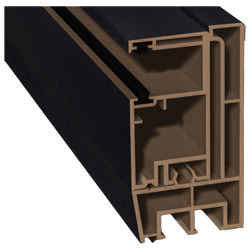 Adapterprofil 80 x 43 K Lg. 6,00 für äußere Revisionsklappe incl. Rolladenführung 57 x 30 mm #933 mit Bürsten eingezogen - zweiseitig Grundkörper brau Produktbild