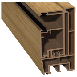Adapterprofil 80x43 mm Lg. 6,00 m foliert, Revision außen <(>&<)>Rollladenführung 57x30 mm Lg. 6,00 mGK Braun, mit zwei schwarzen Bürsten470 3001 TURN Produktbild