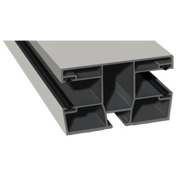 Maxi-Doppel Rollladenführung 77x47 mm Lg. 6,00 mfoliert, GK Weiß, mit vier schwarzen WeichlippenPX 5205 WEIß [75] Produktbild