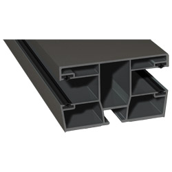 Maxi-Doppel Rollladenführung 77x47 mm Lg. 6,00 mfoliert, GK Grau, mit vier schwarzen Weichlippen70 3905-167 QUARZGRAU [64] Produktbild