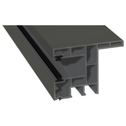 Rollladenführung 63x47 mm Lg. 6,00 mfoliert, mit Nase, mit zwei schwarzen BürstenGK Grau436 1005 METBRUSH QUARZGRAU [97] Produktbild