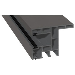 Rollladenführung 63x47 mm Lg. 6,00 mfoliert, mit Nase, mit zwei schwarzen BürstenGK Grau436 1016 ALUX GRAUALUMINIUM [102] Produktbild