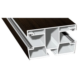 Maxi-Doppel Rollladenführung 77x47 mm Lg. 6,00 mfoliert, GK Braun, mit vier schwarzen Weichlippen316 7004-167 MOOREICHE [28] Produktbild