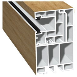 Adapterprofil 55x90 mm Lg. 6,50 mfoliert, Revision außen <(>&<)>Rollladenführung 40x47 mm Lg. 6,50 mmit zwei schwarzen BürstenGK Weiß470 3001 TURNER O Produktbild