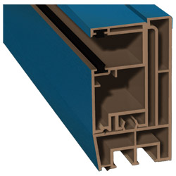 Adapterprofil 80x43 mm Lg. 6,00 m foliert, Revision außen <(>&<)>Rollladenführung 57x30 mm Lg. 6,00 mGK Braun, mit zwei schwarzen Bürsten50 0705-167 B Produktbild