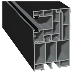 Adapterprofil 55x90 mm Lg. 6,50 mfoliert, Revision außen <(>&<)>Rollladenführung 40x47 mm Lg. 6,50 mmit zwei schwarzen BürstenGK Grau70 2105-167 SCHWA Produktbild