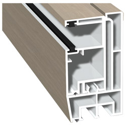 Adapterprofil 80x43 mm Lg. 6,00 m foliert, Revision außen <(>&<)>Rollladenführung 57x30 mm Lg. 6,00 mGK Weiß, mit zwei schwarzen Bürsten456 3081 SHEFF Produktbild