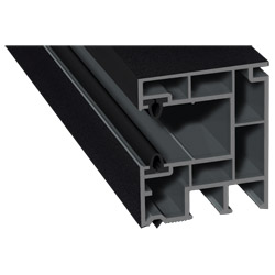 Mini-Rollladenführung 40x47 mm Lg. 6,50 mfoliert, mit zwei schwarzen WeichlippenGK Grau70 2105-083 SCHWARZGRAU GLATT [58] Produktbild