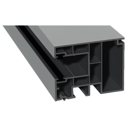 Maxi-Rollladenführung 59x47 mm Lg. 6,50 mfoliert, GK Grau, mit zwei schwarzen Bürsten70 0405-083 SIGNALGRAU GLATT [50] Produktbild