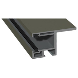 Rollladenführung 55x32 mm Lg. 6,00 mfoliert, mit Nase, mit zwei schwarzen BürstenGK Grau436 7047 QUARZGRAU SATIN [125] Produktbild