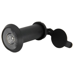 Bäcker Türspione, Messing schwarz Blickfeld bis 200°, Türbohrung 14 mm,Türstärke 35 - 80 mm inkl. Verdeckklappe lose anbei Produktbild