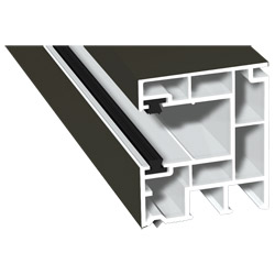 Rolladenschiene 40x47 K Lg. 6,50 m - mit Weichlippe zum Blendrahmen - m. schwarzer Bürste eingez. - beidseitig Quarzgrau satin 436 7047 GK weiß Produktbild