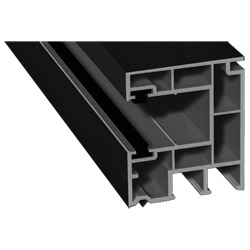 Rollladenführung 40x47 mm Lg. 6,50 mfoliert, mit zwei schwarzen BürstenGK Grau446 7062 JET BLACK SFTN CC+ [146] Produktbild