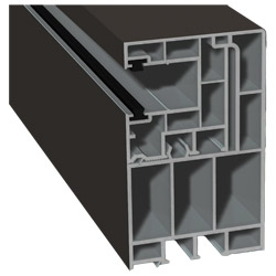Adapterprofil 55x90 mm Lg. 6,50 mfoliert, Revision außen <(>&<)>Rollladenführung 40x47 mm Lg. 6,50 mmit zwei schwarzen BürstenGK Grau470 6065 MATTEX U Produktbild