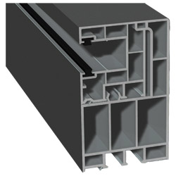 Adapterprofil 55x90 mm Lg. 6,50 mfoliert, Revision außen <(>&<)>Rollladenführung 40x47 mm Lg. 6,50 mmit zwei schwarzen BürstenGK Grau470 6003 MATTEX A Produktbild