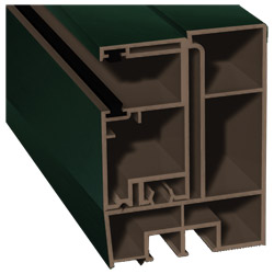 Adapterprofil 80x58 mm Lg. 6,00 mfoliert, Revision außen <(>&<)>Rollladenführung 57x30 mm Lg. 6,00 mGK Braun, mit zwei schwarzen Bürsten61 2505-167 DU Produktbild