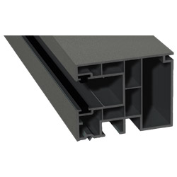 Maxi-Rollladenführung 59x47 mm Lg. 6,50 mfoliert, GK Grau, mit zwei schwarzen Bürsten436 1005 METBRUSH QUARZGRAU [97] Produktbild