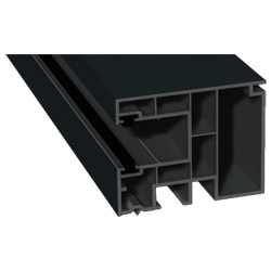 Maxi-Rollladenführung 59x47 mm Lg. 6,50 mfoliert, GK Grau, mit zwei schwarzen Bürsten436 7023 SCHWARZGRAU [207] Produktbild