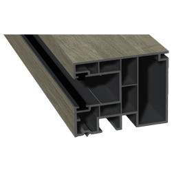 Maxi-Rollladenführung 59x47 mm Lg. 6,50 mfoliert, GK Grau, mit zwei schwarzen Bürsten436 3086 SHEFFIELD OAK GREY [114] Produktbild