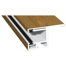 Rollladenführung 55x32 mm Lg. 6,00 mfoliert, mit Nase, mit zwei schwarzen BürstenGK Braun436 3077 NEWCASTLE OAK [113] Produktbild