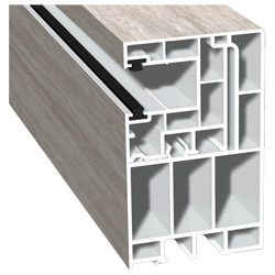 Adapterprofil 55x90 mm Lg. 6,50 mfoliert, Revision außen <(>&<)>Rollladenführung 40x47 mm Lg. 6,50 mmit zwei schwarzen BürstenGK Weiß470 3002 SHEFFIEL Produktbild