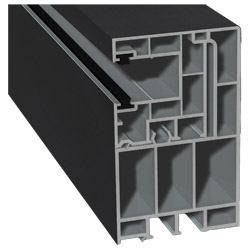 Adapterprofil 55x90 mm Lg. 6,50 mfoliert, Revision außen <(>&<)>Rollladenführung 40x47 mm Lg. 6,50 mmit zwei schwarzen BürstenGK GrauPX 47097 BLACK UL Produktbild